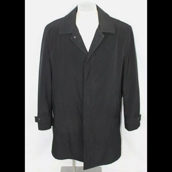 JOSEPH ABBOUD MENS BLACK OVERCOAT SIZE 44L ZIP OUT - Picture 1 of 11
